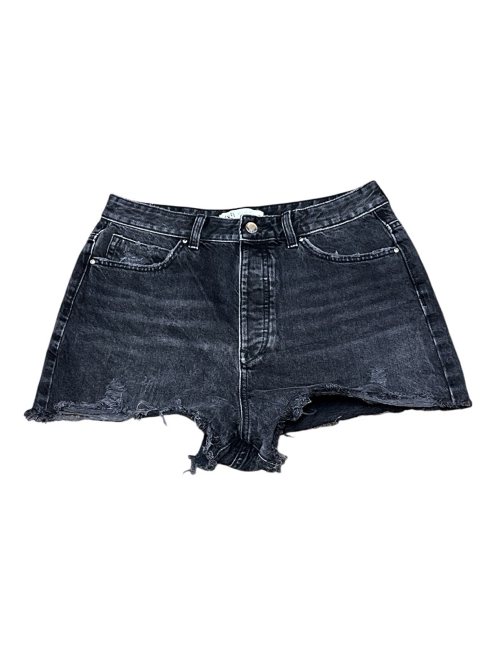 Zara Women’s High Waisted Black Washed Jean Shorts Size 10